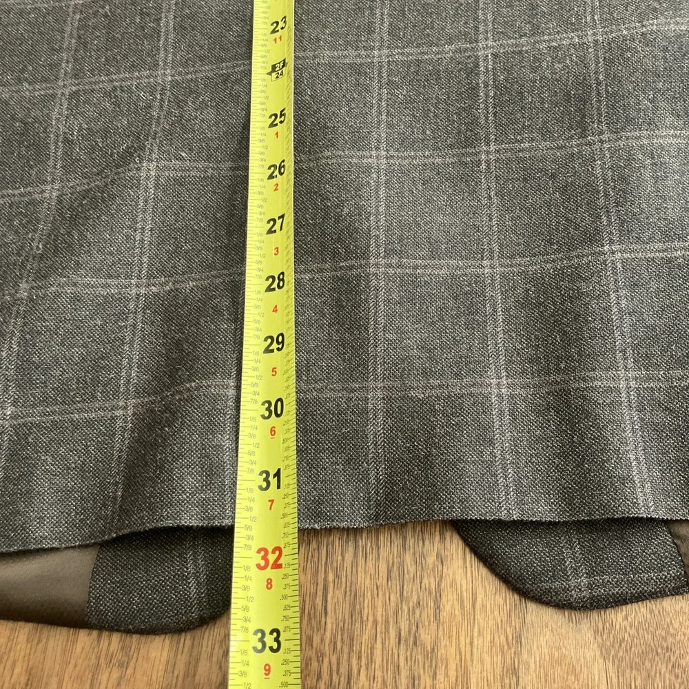 Men's Silk Wool Blazer Sport Coat Brown Windowpane Plaid 42R Farm Bureau‎